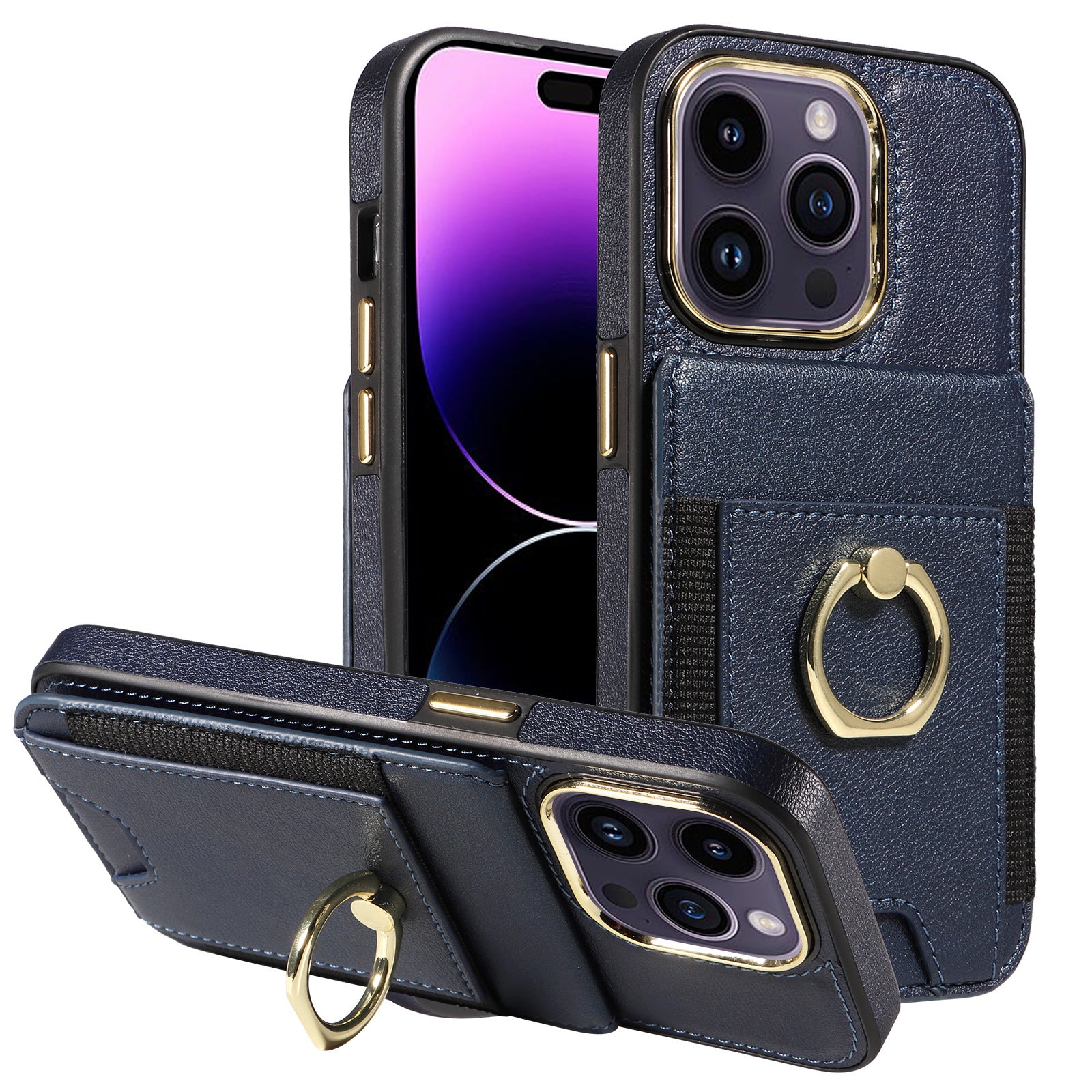 Leather Card Holder + Ring Wallet Phone Case