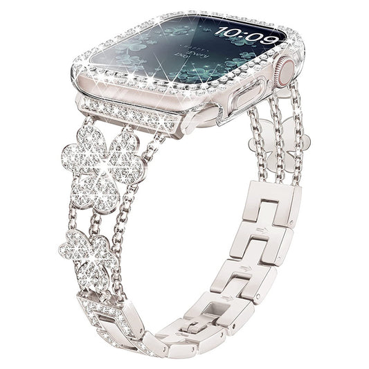 Flower Sparkle Diamond Chain Bracelet for Apple Watch