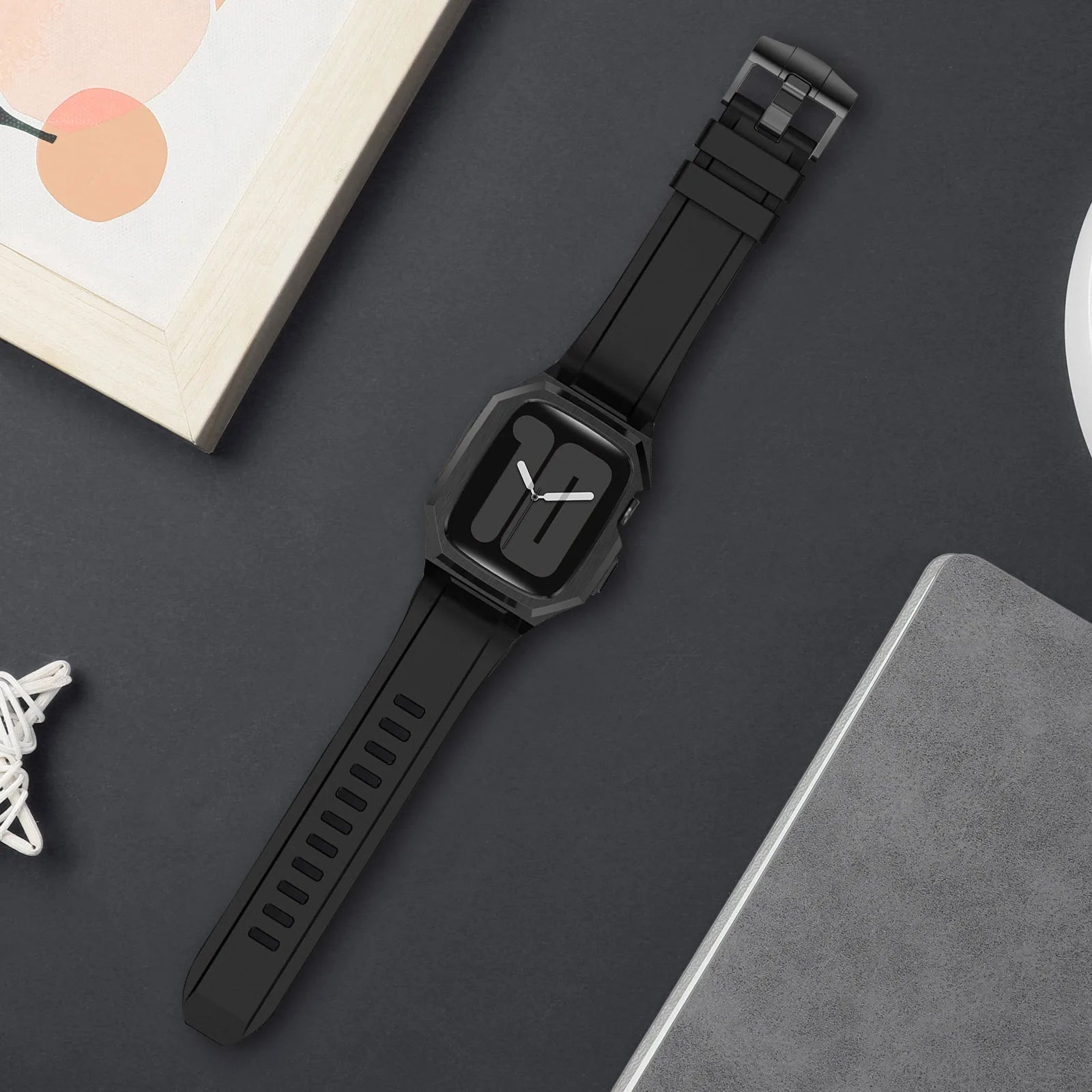 Stainless Steel Case With Rubber Band for Apple Watch