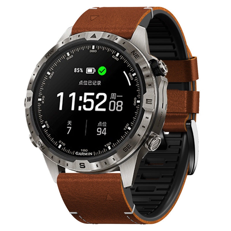 Rubber With Leather Band For Garmin