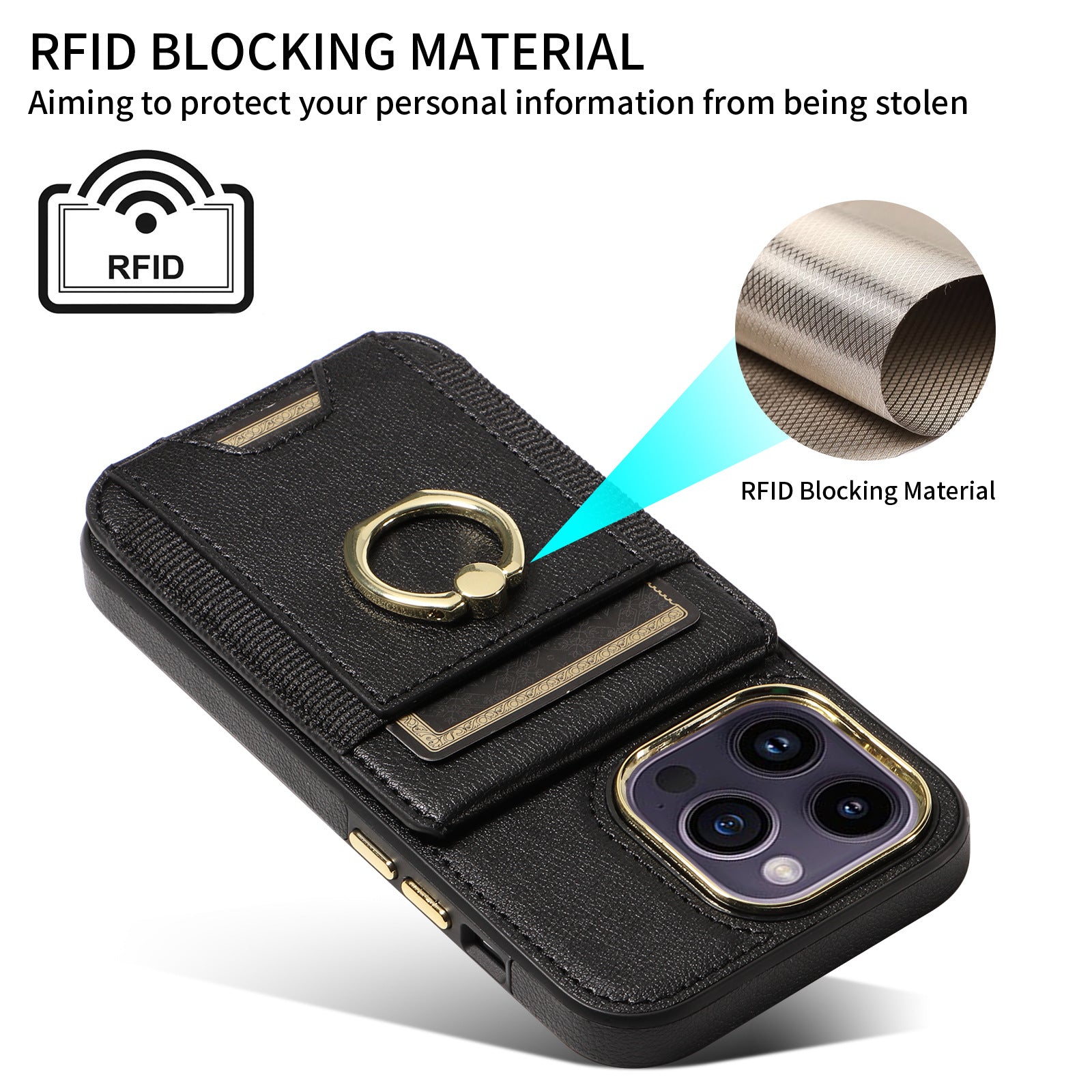 Leather Card Holder + Ring Wallet Phone Case