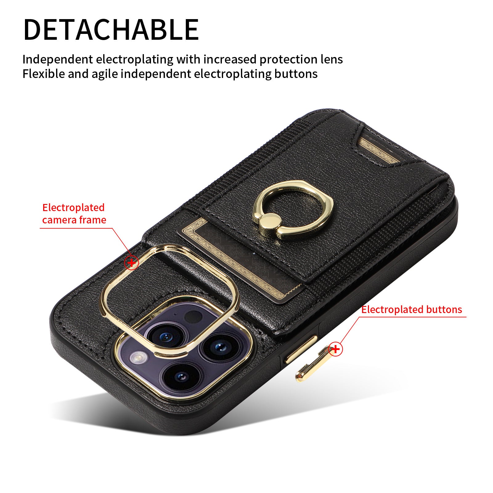 Leather Card Holder + Ring Wallet Phone Case
