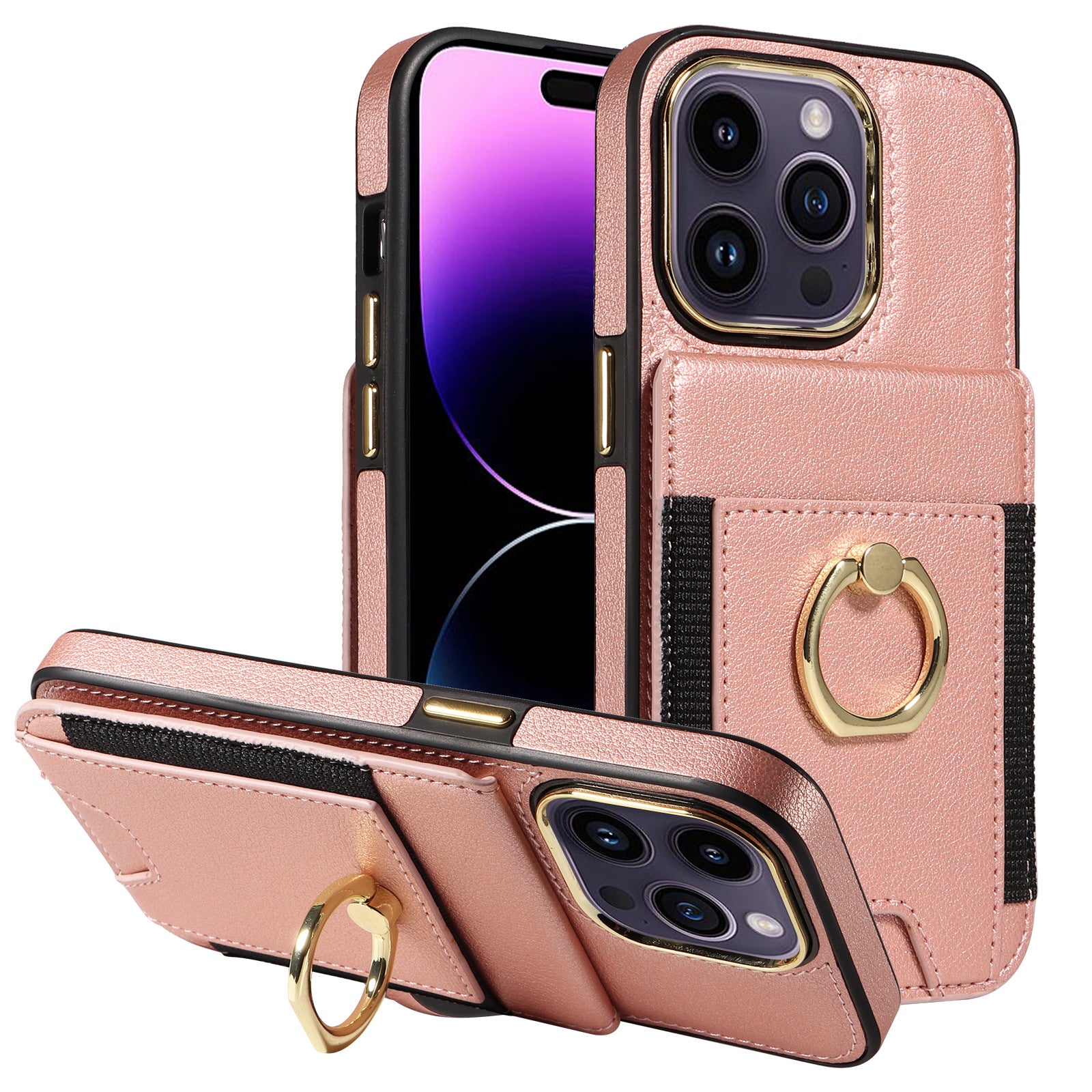 Leather Card Holder + Ring Wallet Phone Case