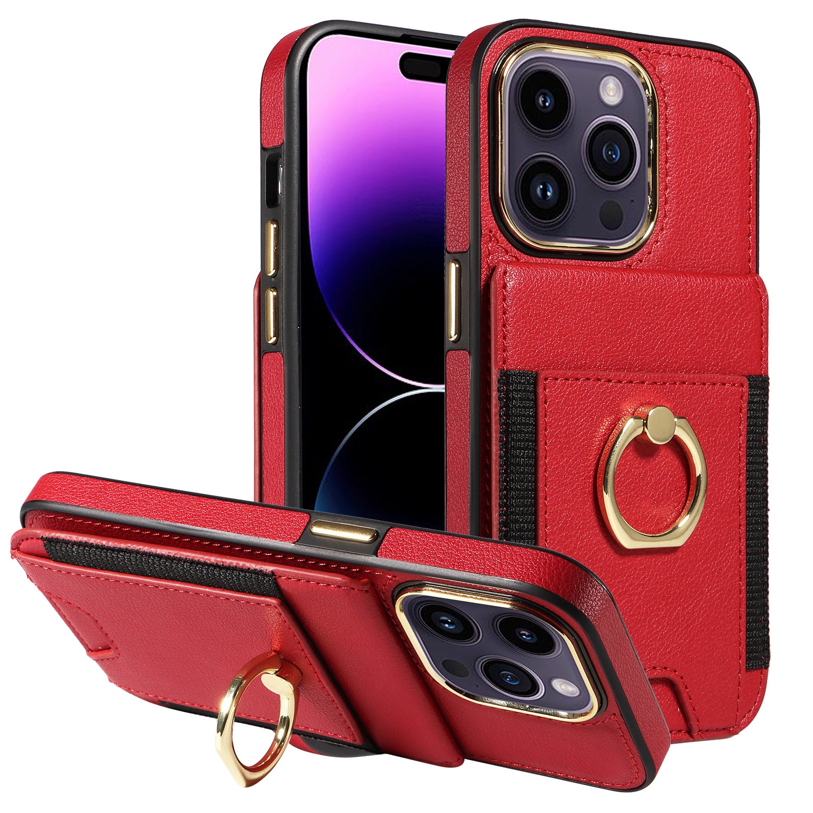 Leather Card Holder + Ring Wallet Phone Case