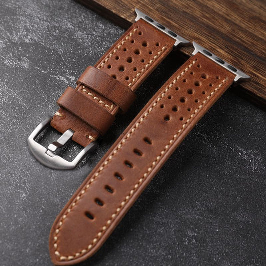 Handmade Cowhide Leather Vintage Watchband For Apple Watch