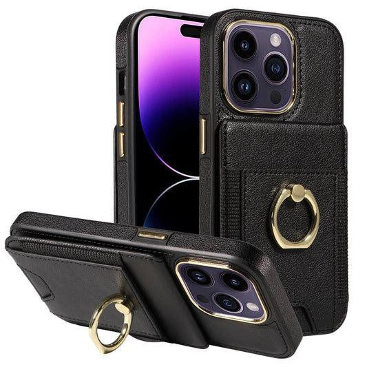 Leather Card Holder + Ring Wallet Phone Case