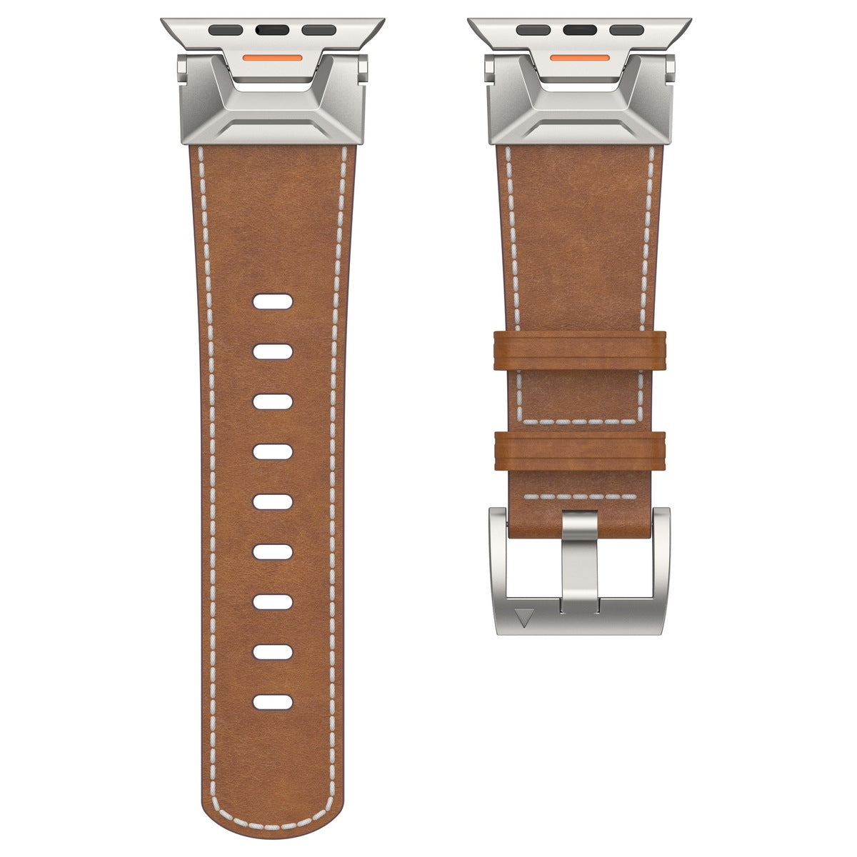 New Mecha Style Fluororubber&Leather Band For Apple Watch